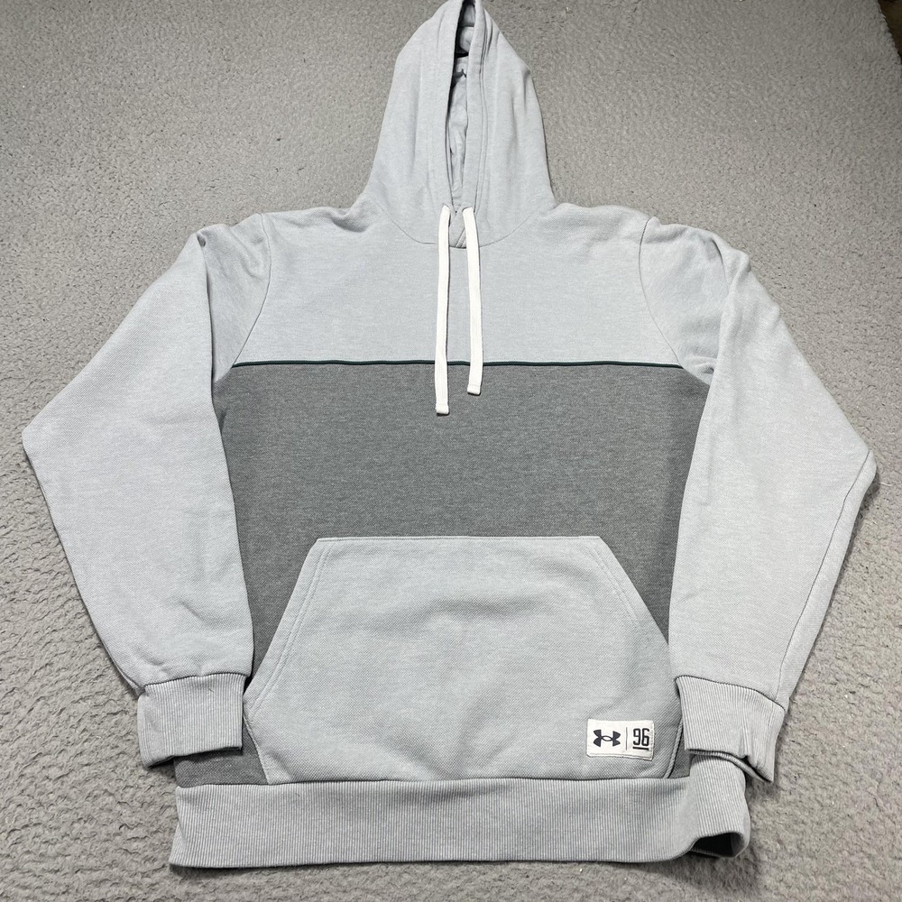 Under Armour Hoodie Mens Medium Gray Fleece Pullover Kangaroo Pocket Sweatshirt